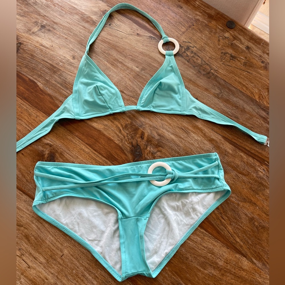Huit 2 piece bikini turquoise top small bottom medium tts